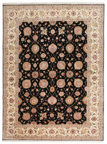  Persischer Täbriz 50 Raj Mit Seide Teppich 302X405 Beige/Schwarz Großer (Wolle, Persien/Iran)