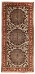 絨毯 オリエンタル タブリーズ 60 Raj 絹の縦糸 200X450 廊下 カーペット 茶色/オレンジ (ウール, ペルシャ/イラン)