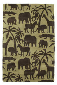Africa Handtufted キッズカーペット 120X180 小 薄緑色/深緑色の ウール 絨毯 