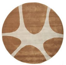  Ø 150 Abstract Small Stones Handtufted Rug - Brown Wool