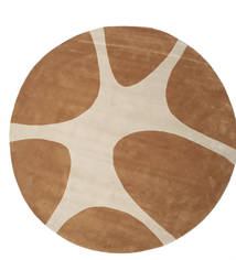 Stones Handtufted Ø 300 Large Brown Abstract Round Wool Rug