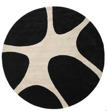 Stones Handtufted Ø 300 Large Black Abstract Round Wool Rug