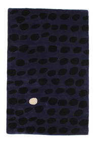  100X160 Puntos Pequeño Camouflage Handtufted Alfombra - Azul Oscuro/Negro Lana