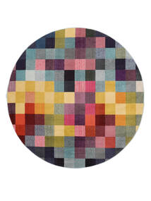 Torrent Ø 150 Small Multicolor Checkered Round Rug