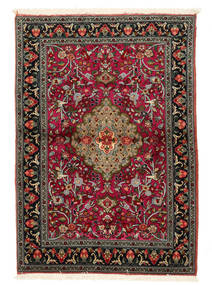  100X141 Medallion Small Tabriz 50 Raj Silk Warp Rug Wool, Carpetvista