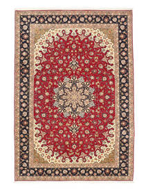  Tabriz 50 Raj Silk Warp Rug 200X295 Persian Wool Beige/Red Carpetvista