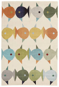  160X230 Animal Fugl Og Fisk Tapis - Beige/Multicolore