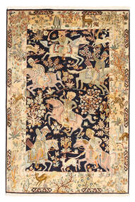 130X187 Kashmir Pure Silk Pictorial Rug Oriental (Silk, India) Carpetvista