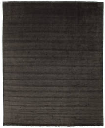  400X500 Einfarbig Groß Handloom Fringes Teppich - Schwarz/Grau Wolle