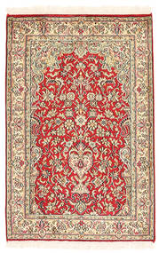  64X97 Kashmir Pure Silke Tæppe Beige/Rød Indien Carpetvista
