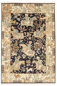  Oriental Kashmir Pure Silk Pictorial Rug 127X186 Silk, India Carpetvista