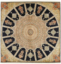 248X250 Kashmir Pure Silk Rug Oriental Square (Silk, India) Carpetvista