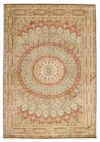  Kashmir Pure Silk Rug 189X275 Silk Beige/Brown Carpetvista