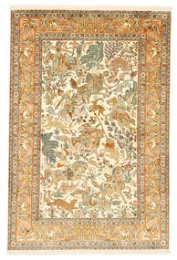  140X214 Kaschmir Reine Seide Figurativ Teppich Indien Carpetvista