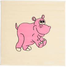 Laura The Hippo 120X120 Lille Kvadratisk Tæppe