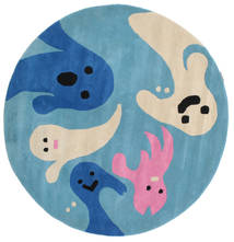  Dywan Dziecięcy Wełniany Ø 150 Spoky Niebieski/Beżowy Okrągły Mały