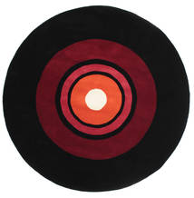  Ø 250 Puntos Grande Schallplatte Handtufted Alfombra - Negro/Rojo Burdeos Lana