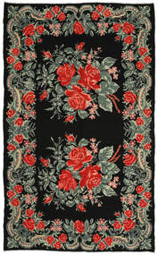  Rose Kelim Rug 186X306 Wool Black/Green Carpetvista