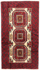 Beluch Fine Teppe 96X180 Rød/Mørk Rød Ull, Persia/Iran Carpetvista