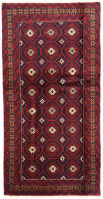 絨毯 オリエンタル バルーチ Fine 97X190 レッド/ダークピンク (ウール, ペルシャ/イラン)