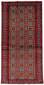 Belutsch Fine Teppich 97X192 Rot/Dunkelrot Wolle, Persien/Iran Carpetvista
