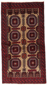 Dywan Perski Beludż Fine 102X191 Ciemnoczerwony/Pomarańczowy (Wełna, Persja/Iran)