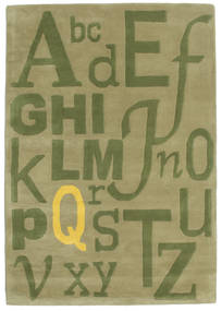 140X200 Letters Handtufted Matta - Gul/Grön Modern Gul/Grön (Ull, Indien)