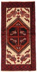 Dywan Perski Beludż Fine 90X175 Ciemnoczerwony/Brunatny (Wełna, Persja/Iran)