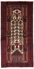  Orientalisk Beluch Fine Matta 98X194 Mörkröd/Röd Ull, Persien/Iran Carpetvista