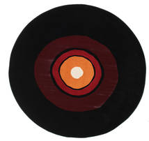  Ø 200 Punkte Schallplatte Flatweave Teppich - Rot/Orange