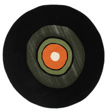 Schallplatte Flatweave Ø 175 Grün/Orange Punkte Rund
 Teppich