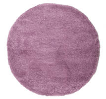 Shaggy Sadeh Ø 150 Small Purple Plain (Single Colored) Round Rug