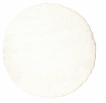 Shaggy Sadeh Ø 150 Small White Plain (Single Colored) Round Rug