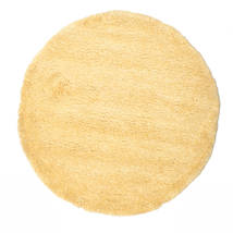 Shaggy Sadeh Ø 150 Small Yellow Plain (Single Colored) Round Rug