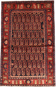  Oosters Nahavand Vloerkleed 130X206 Rood/Donkerrood Wol, Perzië/Iran Carpetvista