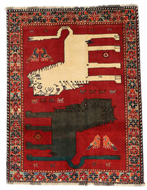 133X172 Tapis Ghashghaï Fine Figural/Pictural D'orient Rouge/Marron (Laine, Perse/Iran) Carpetvista