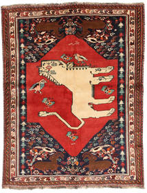  Qashqai Fine Pictorial Rug 150X202 Persian Wool Red/Dark Red Small Carpetvista
