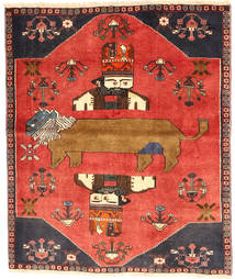  120X145 Medallion Small Qashqai Fine Rug Wool, Carpetvista