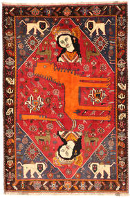  Persisk Ghashghai Fine Tæppe 134X201 Rød/Mørkerød (Uld, Persien/Iran)