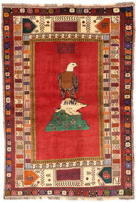 133X203 Ghashghai Fine Matta Orientalisk Röd/Beige (Ull, Persien/Iran) Carpetvista