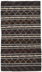 199X348 Kilim Vintage Turkish Rug Oriental Black/Brown (Wool, Turkey) Carpetvista
