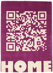  Shaggy Rug Wool 140X200 Qrcode_Home Handtufted Purple Small