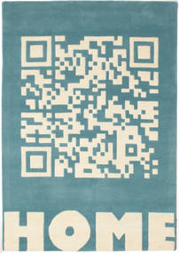  140X200 Shaggy Rug Small Qrcode_Home Handtufted - Blue Wool