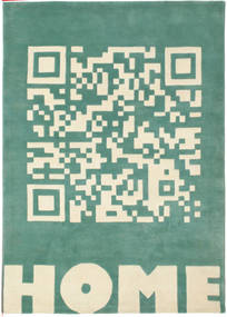  Shaggy Rug Wool 140X200 Qrcode_Home Handtufted Green Small
