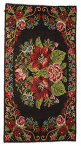  Rose Kelim Moldavia Rug 176X329 Wool Black/Dark Red Carpetvista