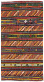 Kelim Vintage Türkei Teppich 144X260 Schwarz/Dunkelrot Wolle, Türkei Carpetvista