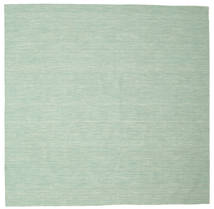  250X250 Plain (Single Colored) Large Kilim Loom Rug - Mint Green Wool