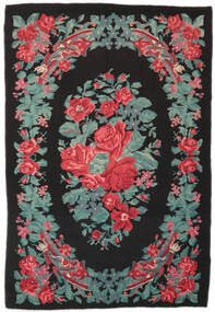  Oriental Rose Kelim Moldavia Rug 173X247 Black/Dark Red Wool, Moldova Carpetvista