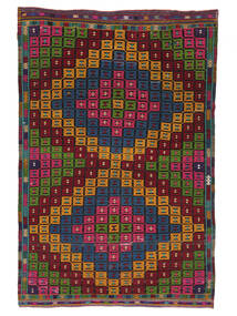 190X290 Kelim Vintage Türkei Teppich Orientalischer Schwarz/Dunkelrot (Wolle, Türkei) Carpetvista