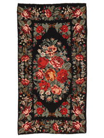  Rose Kelim Moldavia Rug 184X355 Wool Black/Dark Red Carpetvista